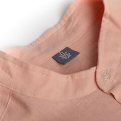 Рубашка с воротником стойкой из конопли персикового цвета